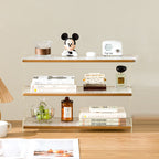 Modern Minimalist Rectangular Bamboo Acrylic Acrylonitrile Butadiene Styrene Bookshelves 2/3/4-Tier For Home Office DFM-F