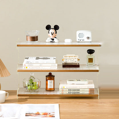 Modern Minimalist Rectangular Bamboo Acrylic Acrylonitrile Butadiene Styrene Bookshelves 2/3/4-Tier For Home Office