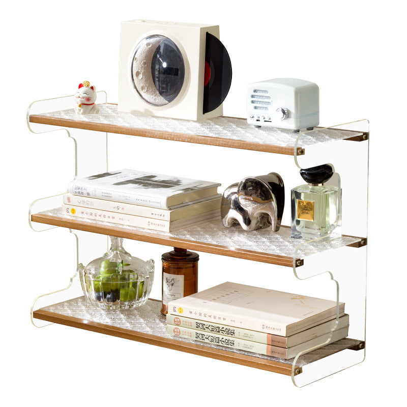 Modern Minimalist Rectangular Bamboo Acrylic Acrylonitrile Butadiene Styrene Bookshelves 2/3/4-Tier For Home Office DFM-F