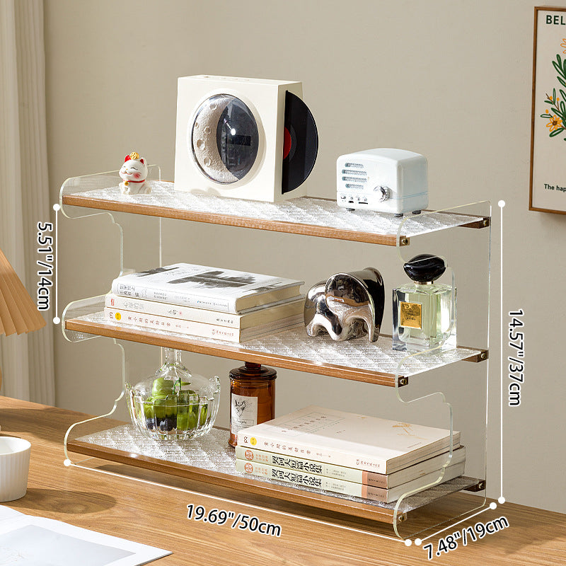 Modern Minimalist Rectangular Bamboo Acrylic Acrylonitrile Butadiene Styrene Bookshelves 2/3/4-Tier For Home Office DFM-F