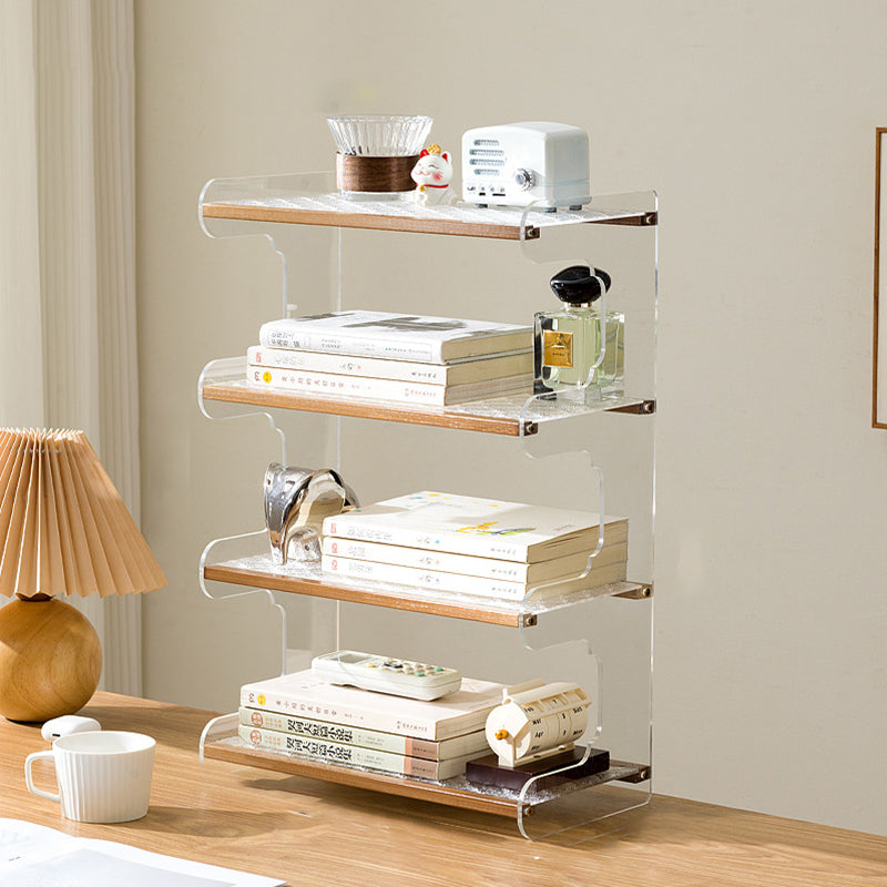Modern Minimalist Rectangular Bamboo Acrylic Acrylonitrile Butadiene Styrene Bookshelves 2/3/4-Tier For Home Office DFM-F