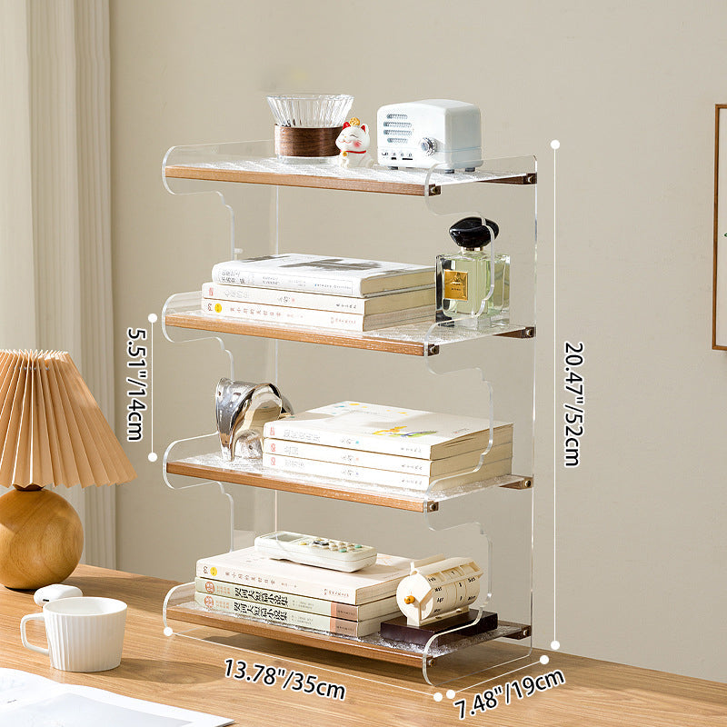 Modern Minimalist Rectangular Bamboo Acrylic Acrylonitrile Butadiene Styrene Bookshelves 2/3/4-Tier For Home Office DFM-F
