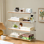 Modern Minimalist Rectangular Bamboo Acrylic Acrylonitrile Butadiene Styrene Bookshelves 2/3/4-Tier For Home Office DFM-F