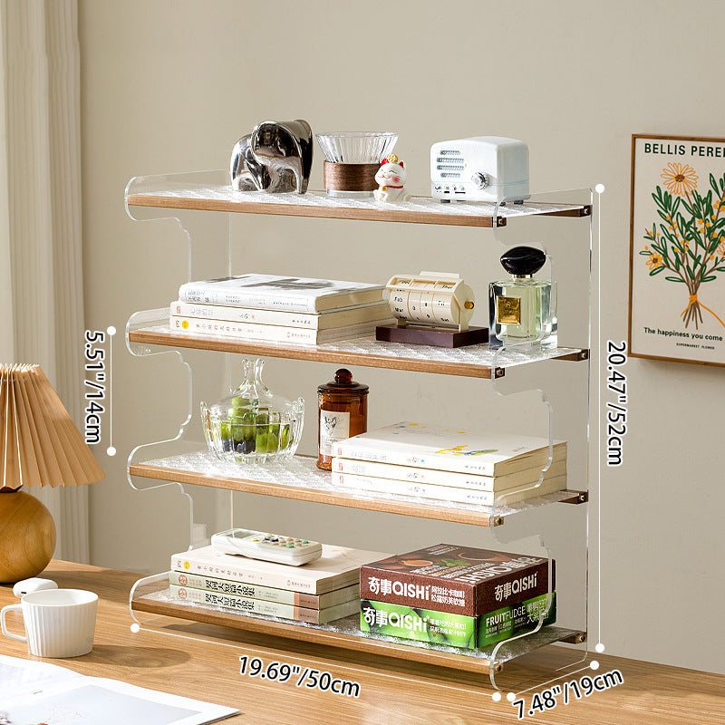 Modern Minimalist Rectangular Bamboo Acrylic Acrylonitrile Butadiene Styrene Bookshelves 2/3/4-Tier For Home Office DFM-F