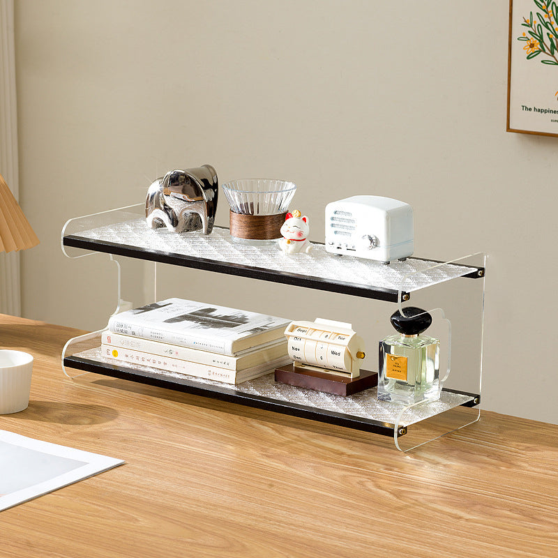 Modern Minimalist Rectangular Bamboo Acrylic Acrylonitrile Butadiene Styrene Bookshelves 2/3/4-Tier For Home Office DFM-F