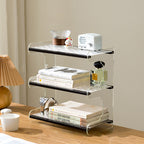 Modern Minimalist Rectangular Bamboo Acrylic Acrylonitrile Butadiene Styrene Bookshelves 2/3/4-Tier For Home Office DFM-F
