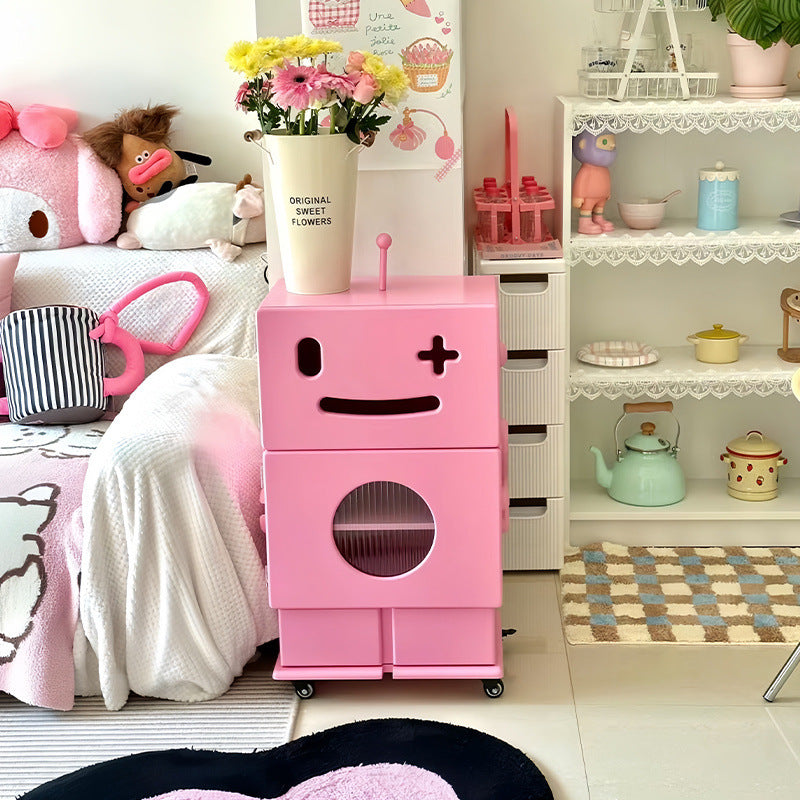 Lumendat Contemporary Creative Kids Robot Shape High-density Composite Board Nightstand 2-Cabinet For Bedroom Lumendat