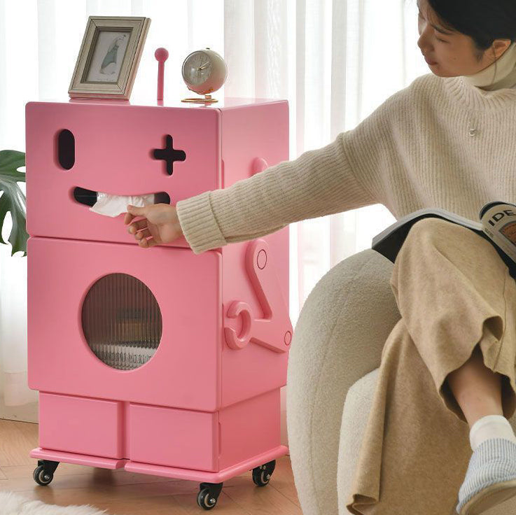 Lumendat Contemporary Creative Kids Robot Shape High-density Composite Board Nightstand 2-Cabinet For Bedroom Lumendat