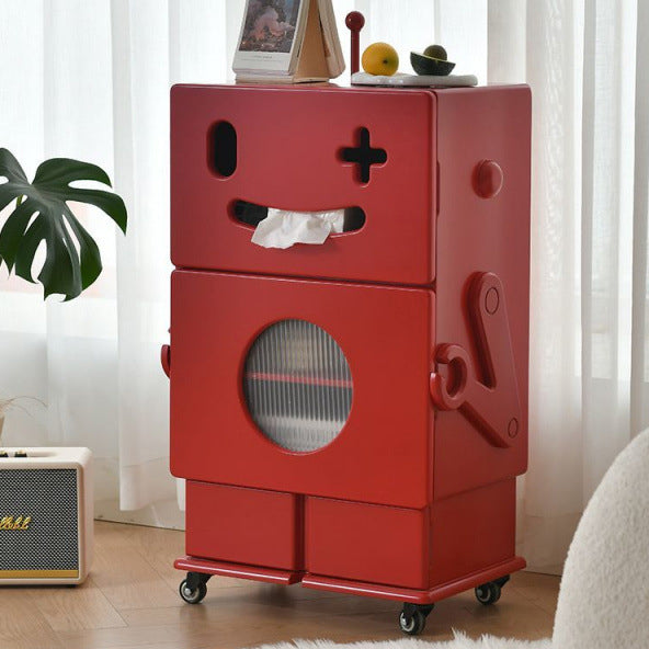 Lumendat Contemporary Creative Kids Robot Shape High-density Composite Board Nightstand 2-Cabinet For Bedroom Lumendat
