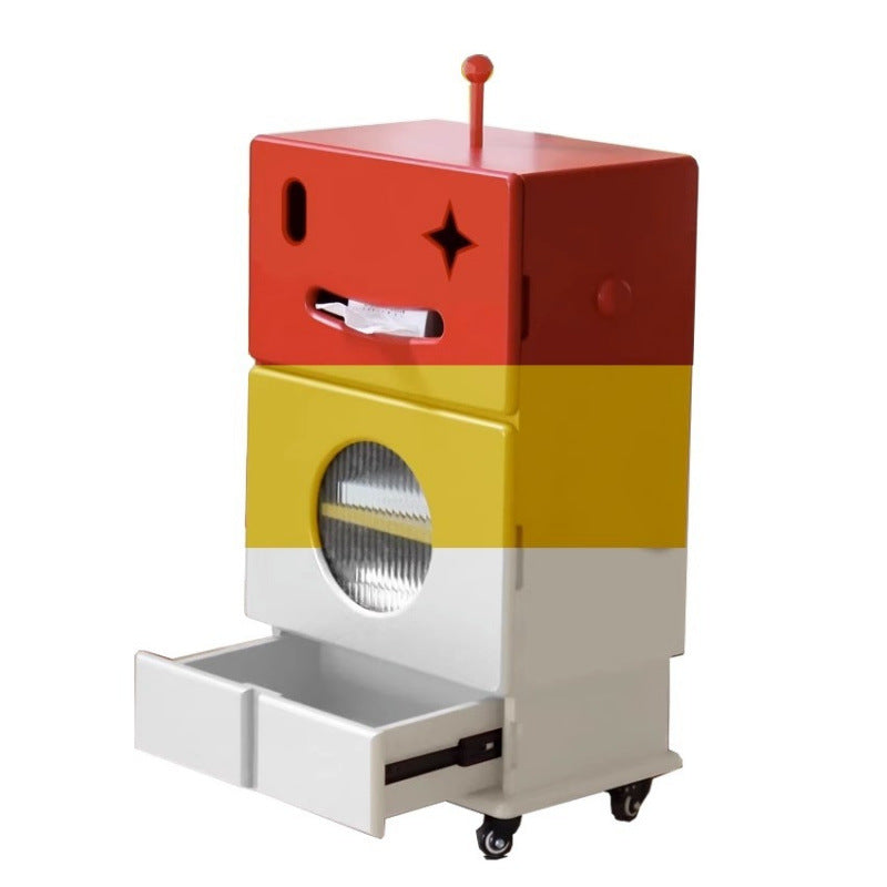 Lumendat Contemporary Creative Kids Robot Shape High-density Composite Board Nightstand 2-Cabinet For Bedroom Lumendat