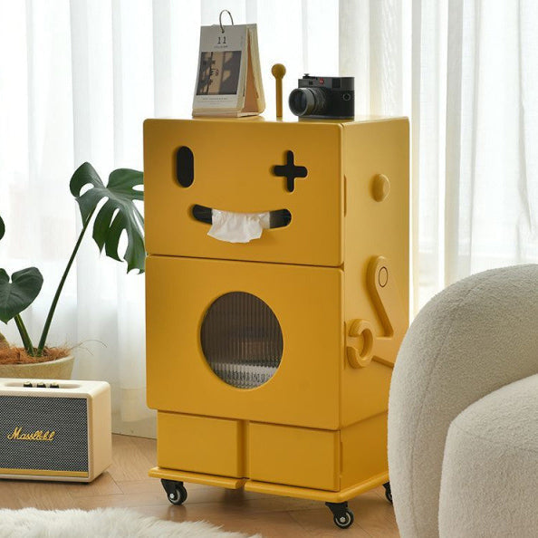 Lumendat Contemporary Creative Kids Robot Shape High-density Composite Board Nightstand 2-Cabinet For Bedroom Lumendat
