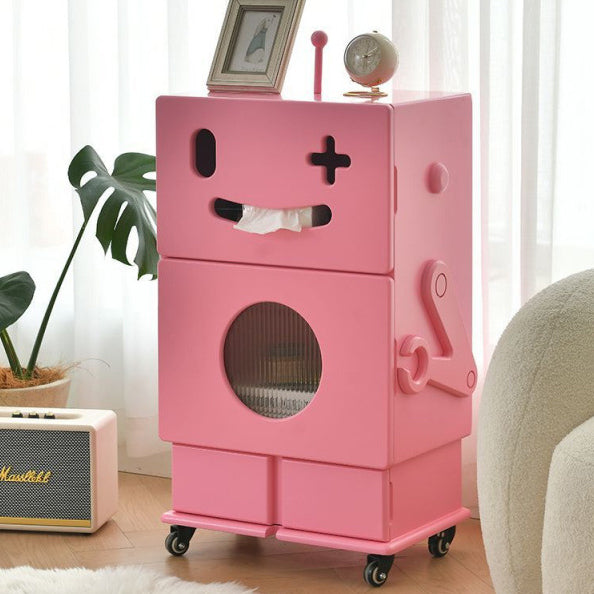 Lumendat Contemporary Creative Kids Robot Shape High-density Composite Board Nightstand 2-Cabinet For Bedroom Lumendat