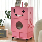 Lumendat Contemporary Creative Kids Robot Shape High-density Composite Board Nightstand 2-Cabinet For Bedroom Lumendat