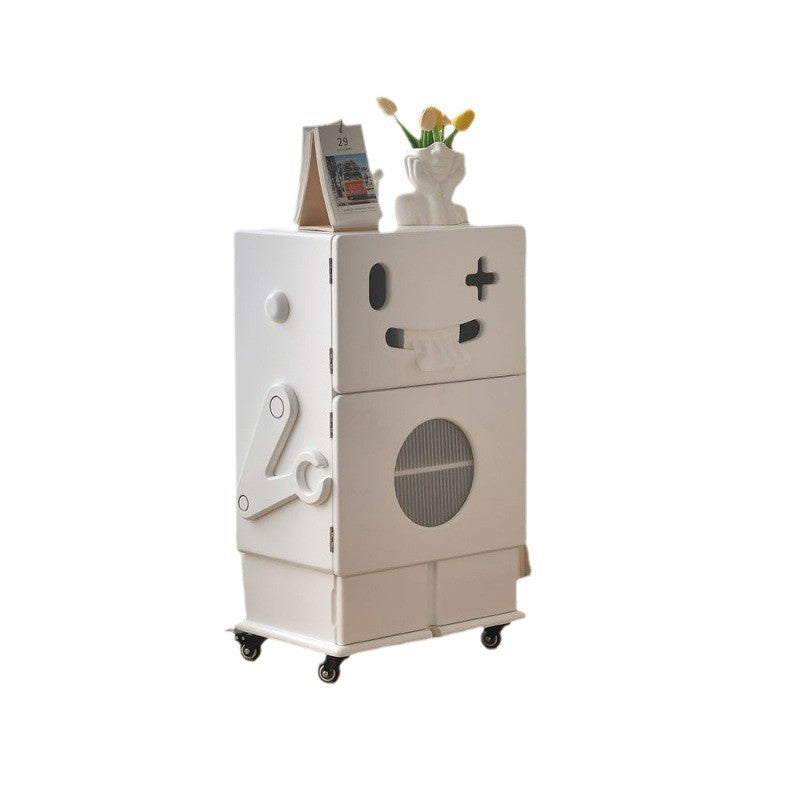 Lumendat Contemporary Creative Kids Robot Shape High-density Composite Board Nightstand 2-Cabinet For Bedroom Lumendat