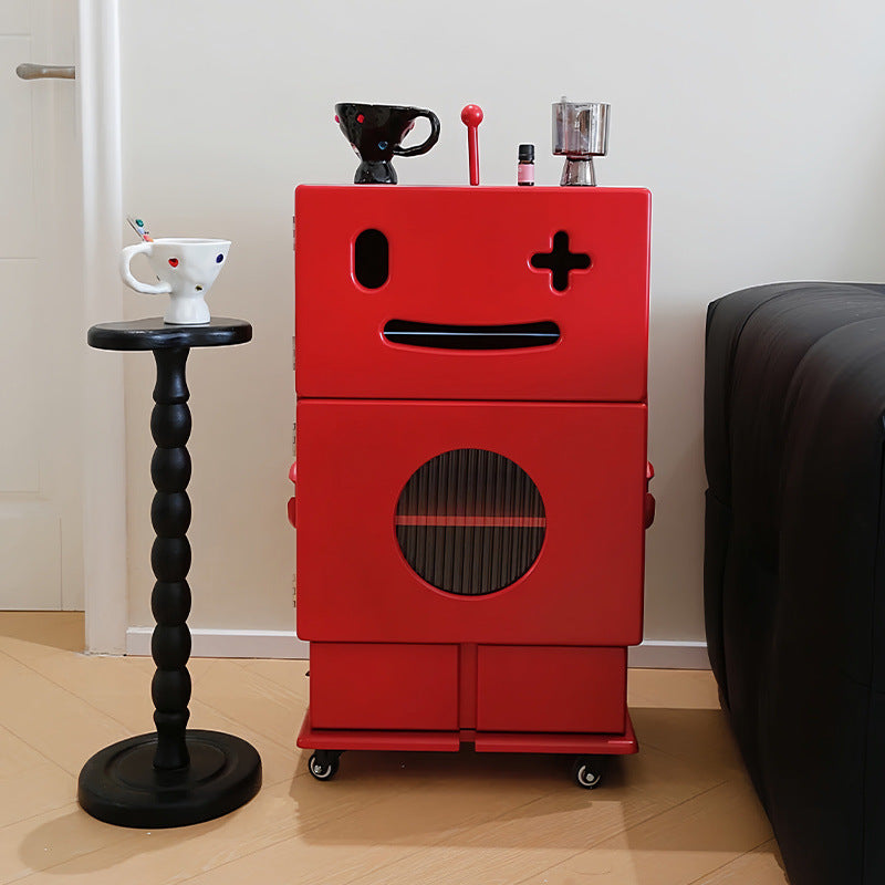 Lumendat Contemporary Creative Kids Robot Shape High-density Composite Board Nightstand 2-Cabinet For Bedroom Lumendat