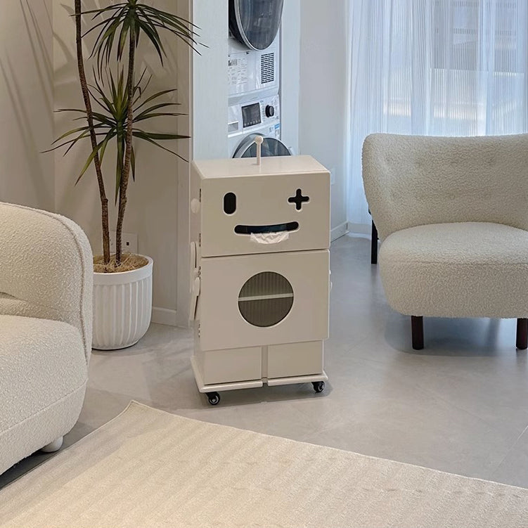 Lumendat Contemporary Creative Kids Robot Shape High-density Composite Board Nightstand 2-Cabinet For Bedroom Lumendat