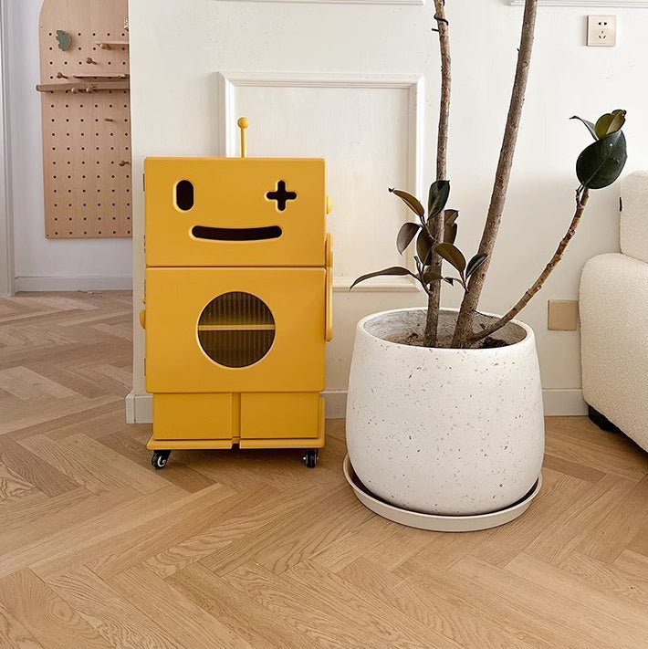 Lumendat Contemporary Creative Kids Robot Shape High-density Composite Board Nightstand 2-Cabinet For Bedroom Lumendat