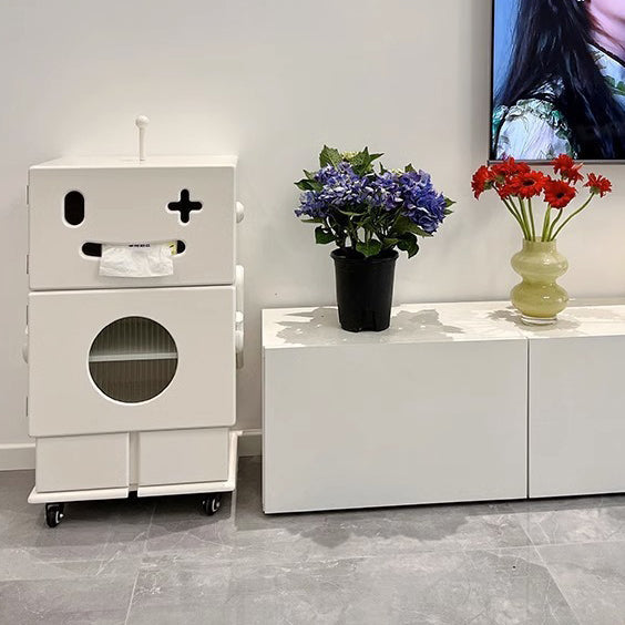 Lumendat Contemporary Creative Kids Robot Shape High-density Composite Board Nightstand 2-Cabinet For Bedroom Lumendat