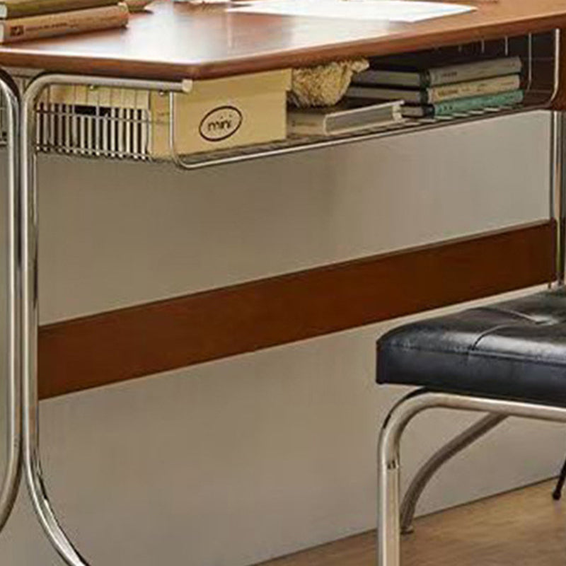 Traditional Vintage Rectangular Pine Wood Stainless Steel Desks 1-Drawer For Home Office