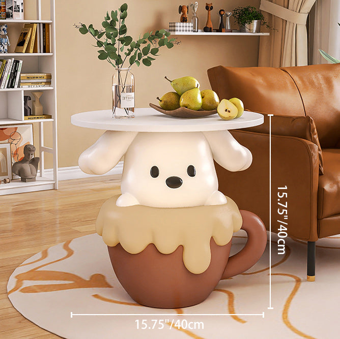 Lumendat Contemporary Creative Kids Dog Shape MDF Resin Nightstand 1-Tier For Bedroom Lumendat