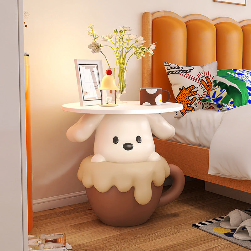 Lumendat Contemporary Creative Kids Dog Shape MDF Resin Nightstand 1-Tier For Bedroom Lumendat