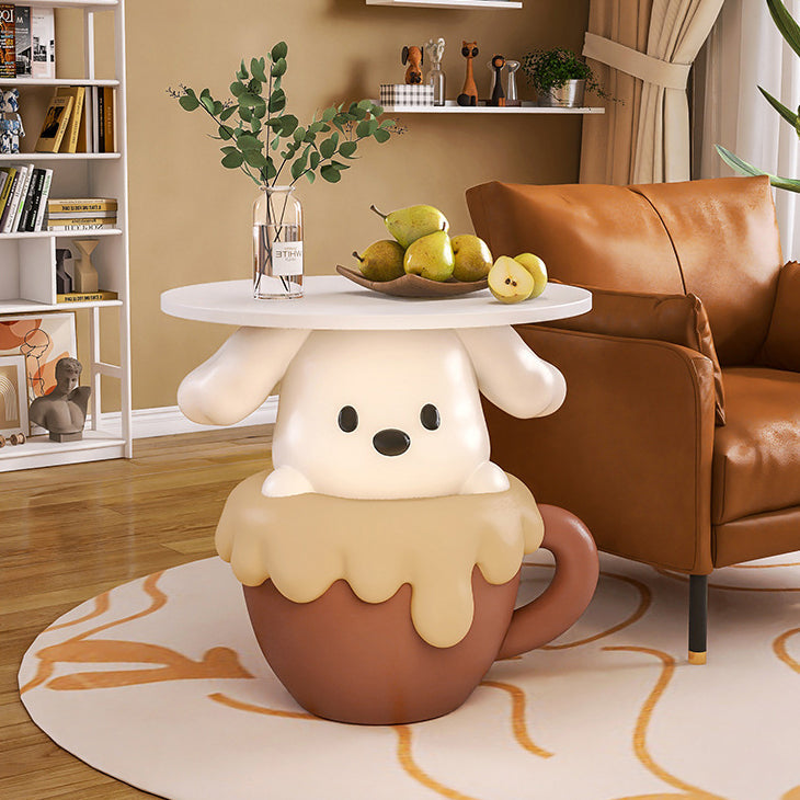 Lumendat Contemporary Creative Kids Dog Shape MDF Resin Nightstand 1-Tier For Bedroom Lumendat