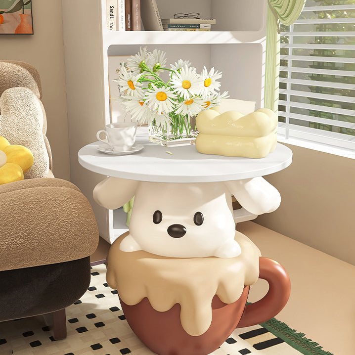 Lumendat Contemporary Creative Kids Dog Shape MDF Resin Nightstand 1-Tier For Bedroom Lumendat