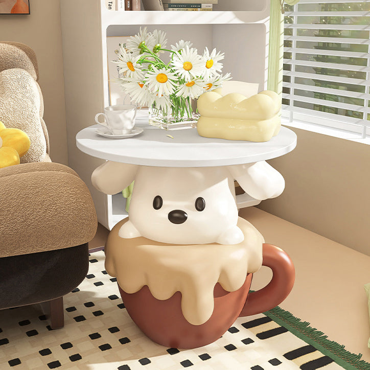 Lumendat Contemporary Creative Kids Dog Shape MDF Resin Nightstand 1-Tier For Bedroom Lumendat
