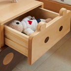 Lumendat Contemporary Creative Kids Bear Shape Solid Wood Walnut Wood Nightstand 2-Drawer For Bedroom Lumendat
