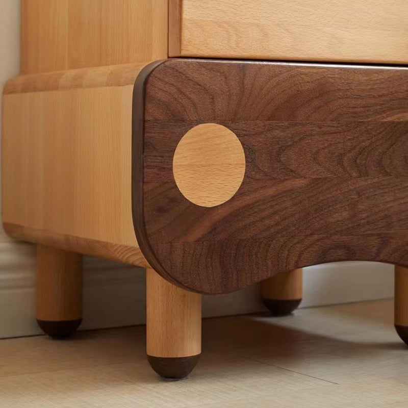 Lumendat Contemporary Creative Kids Bear Shape Solid Wood Walnut Wood Nightstand 2-Drawer For Bedroom Lumendat