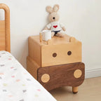 Lumendat Contemporary Creative Kids Bear Shape Solid Wood Walnut Wood Nightstand 2-Drawer For Bedroom Lumendat