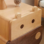 Lumendat Contemporary Creative Kids Bear Shape Solid Wood Walnut Wood Nightstand 2-Drawer For Bedroom Lumendat