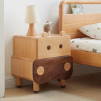 Lumendat Contemporary Creative Kids Bear Shape Solid Wood Walnut Wood Nightstand 2-Drawer For Bedroom Lumendat