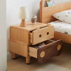 Lumendat Contemporary Creative Kids Bear Shape Solid Wood Walnut Wood Nightstand 2-Drawer For Bedroom Lumendat