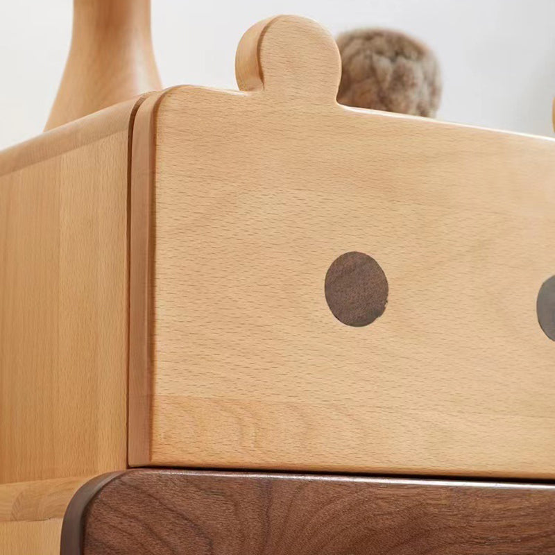 Lumendat Contemporary Creative Kids Bear Shape Solid Wood Walnut Wood Nightstand 2-Drawer For Bedroom Lumendat