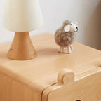 Lumendat Contemporary Creative Kids Bear Shape Solid Wood Walnut Wood Nightstand 2-Drawer For Bedroom Lumendat