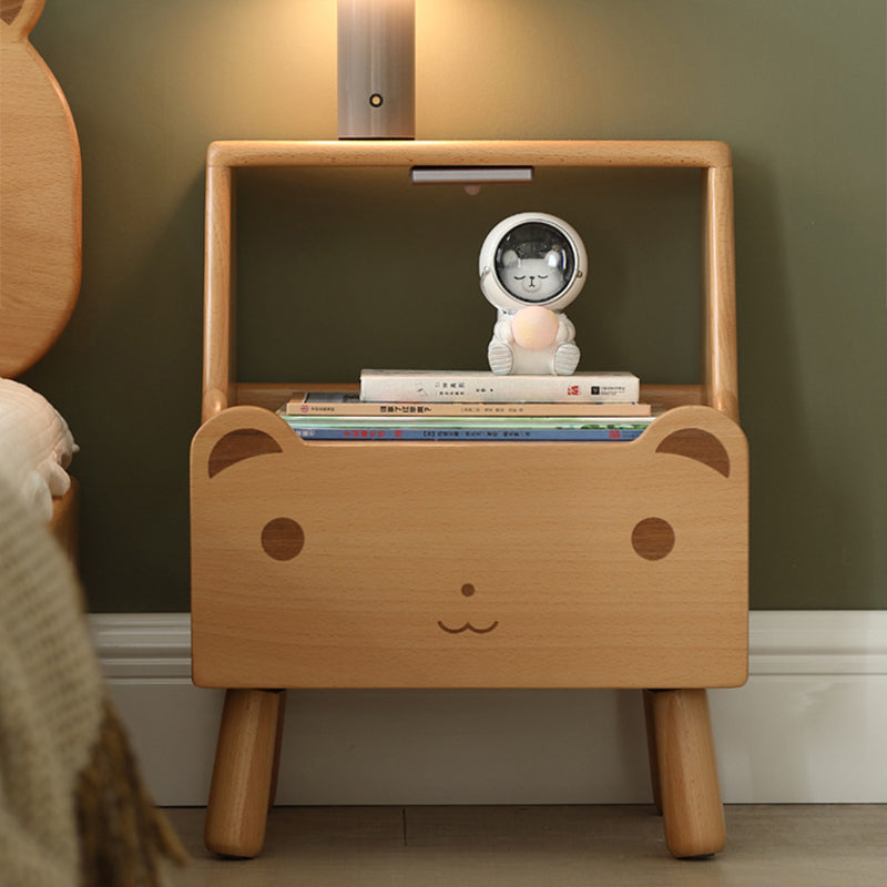 Lumendat Contemporary Creative Kids Bear Shape Oak Nightstand 1-Drawer For Bedroom Lumendat