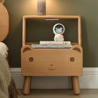 Lumendat Contemporary Creative Kids Bear Shape Oak Nightstand 1-Drawer For Bedroom Lumendat