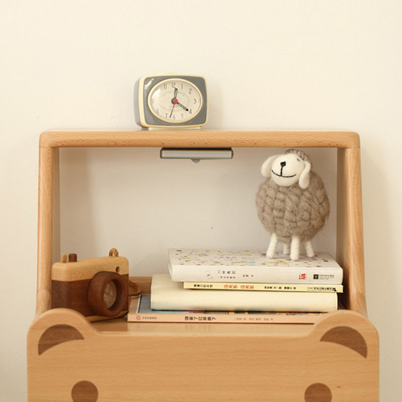 Lumendat Contemporary Creative Kids Bear Shape Oak Nightstand 1-Drawer For Bedroom Lumendat
