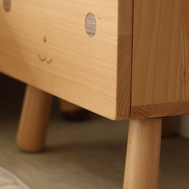 Lumendat Contemporary Creative Kids Bear Shape Oak Nightstand 1-Drawer For Bedroom Lumendat