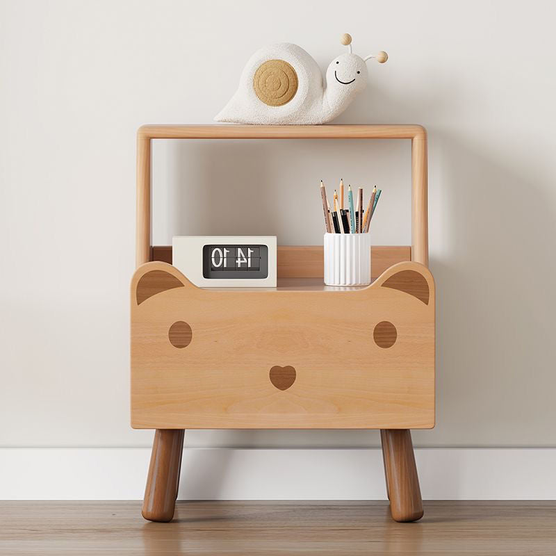 Lumendat Contemporary Creative Kids Bear Shape Oak Nightstand 1-Drawer For Bedroom Lumendat