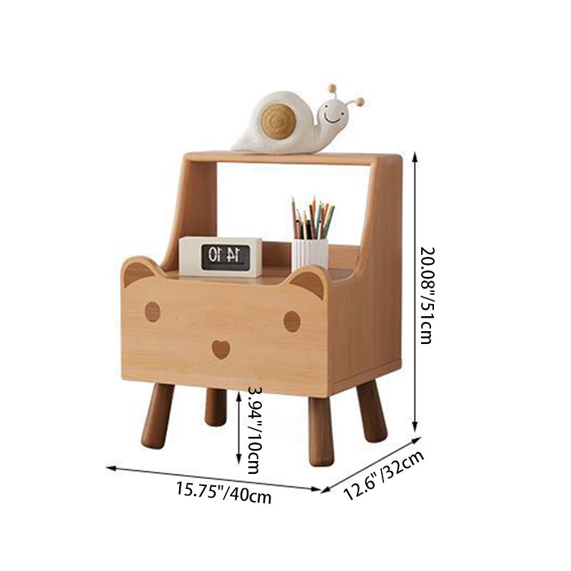 Lumendat Contemporary Creative Kids Bear Shape Oak Nightstand 1-Drawer For Bedroom Lumendat