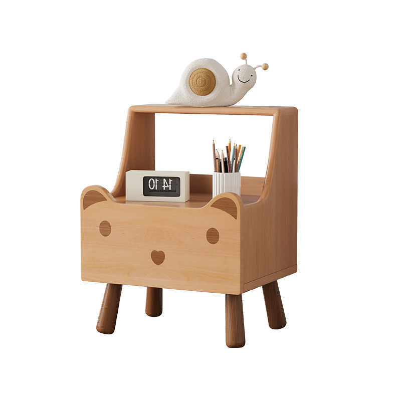 Lumendat Contemporary Creative Kids Bear Shape Oak Nightstand 1-Drawer For Bedroom Lumendat