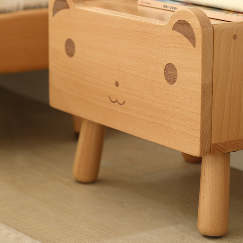 Lumendat Contemporary Creative Kids Bear Shape Oak Nightstand 1-Drawer For Bedroom Lumendat