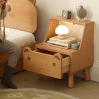 Lumendat Contemporary Creative Kids Bear Shape Oak Nightstand 1-Drawer For Bedroom Lumendat