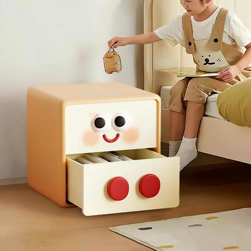 Lumendat Contemporary Creative Kids Toast Shape Resin MDF Nightstand 2-Drawer For Bedroom Lumendat