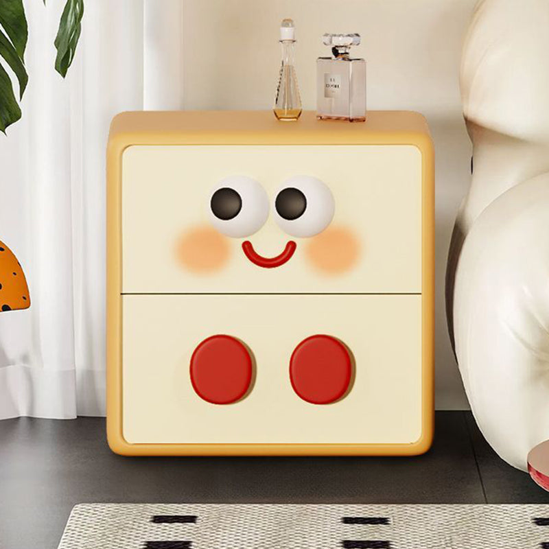 Lumendat Contemporary Creative Kids Toast Shape Resin MDF Nightstand 2-Drawer For Bedroom Lumendat