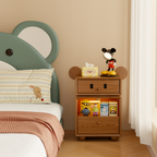 Lumendat Contemporary Creative Kids Mouse Shape Rubberwood Pine Wood Swivel Nightstand 2-Drawer For Bedroom Lumendat