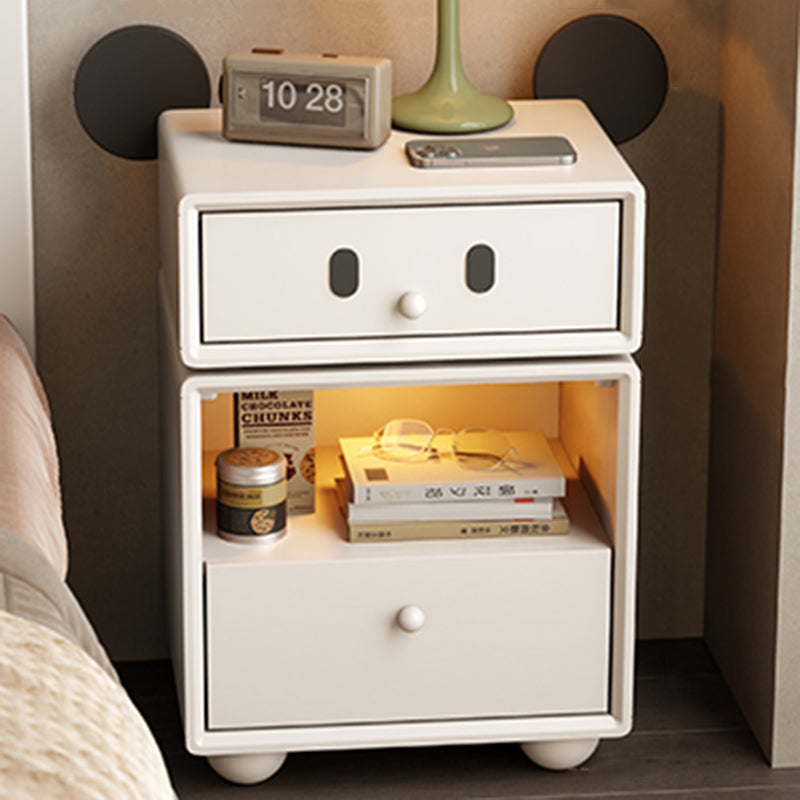 Lumendat Contemporary Creative Kids Mouse Shape Rubberwood Pine Wood Swivel Nightstand 2-Drawer For Bedroom Lumendat
