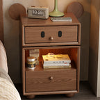 Lumendat Contemporary Creative Kids Mouse Shape Rubberwood Pine Wood Swivel Nightstand 2-Drawer For Bedroom Lumendat
